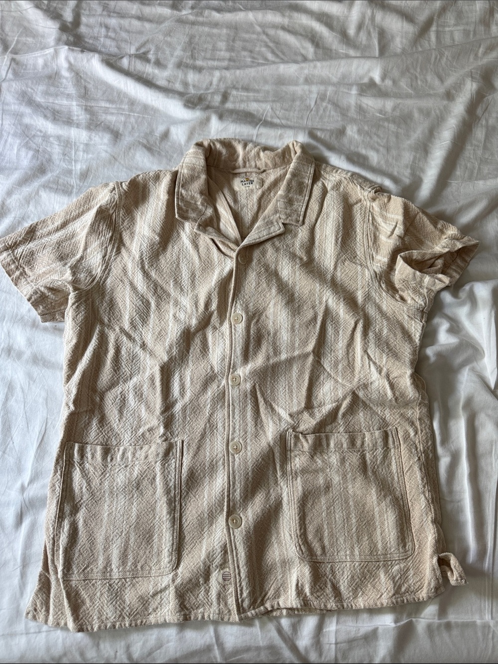 Marine Layer Men's Short-Sleeve Cream Button-Up